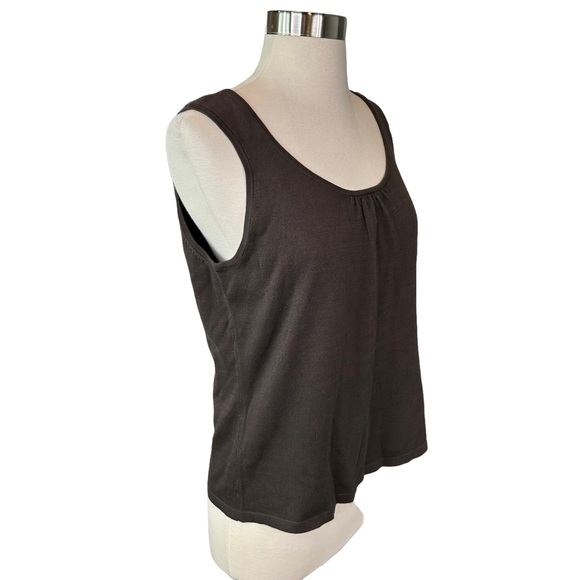 Talbots Mercerized Cotton Stretch Tank Top Womens Blouse Sleeveless Brown Large - Picture 4 of 10